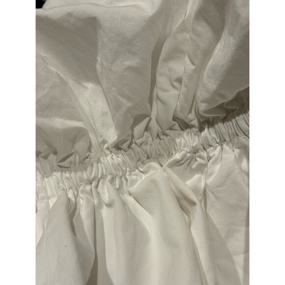 Zara Ruffle One Shoulder Poplin Asymmetric Top Smocked Back in white size small - Picture 7 of 12